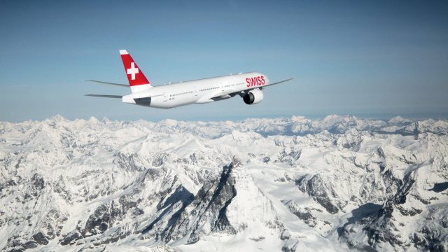 swiss plane above Alpines