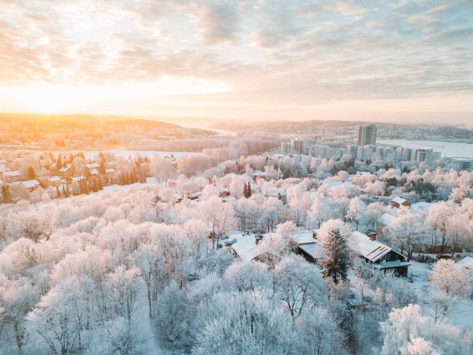 Idyllic winter Turku city