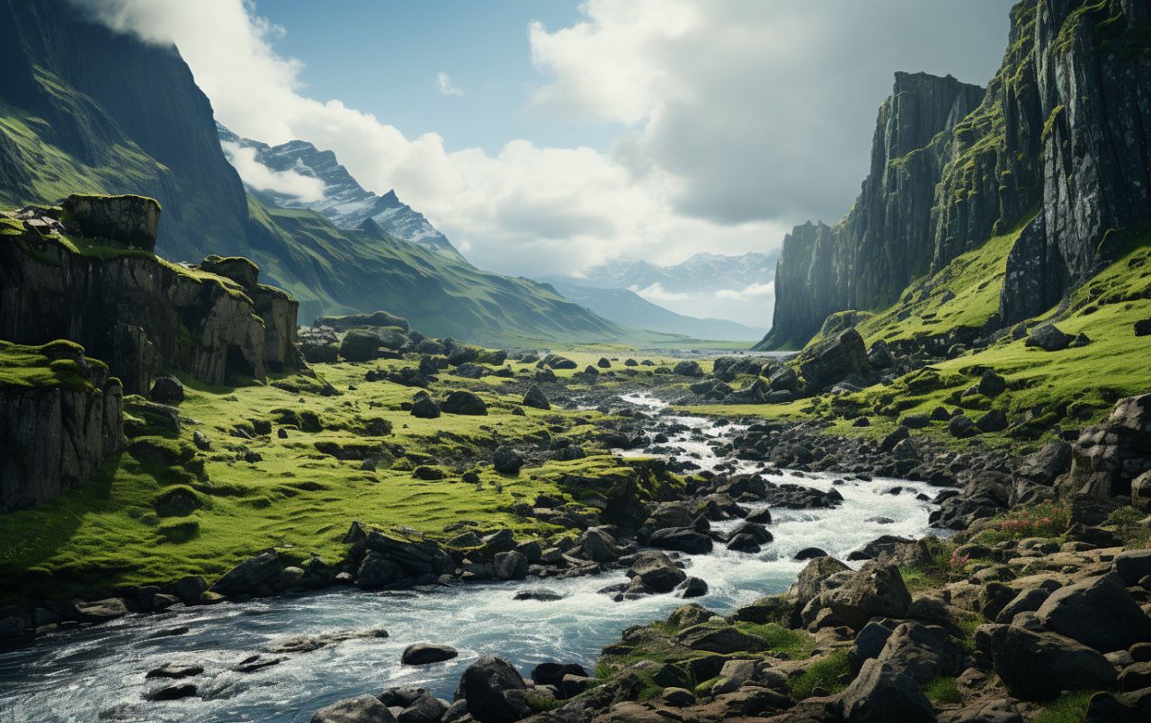 Iceland scenery with river