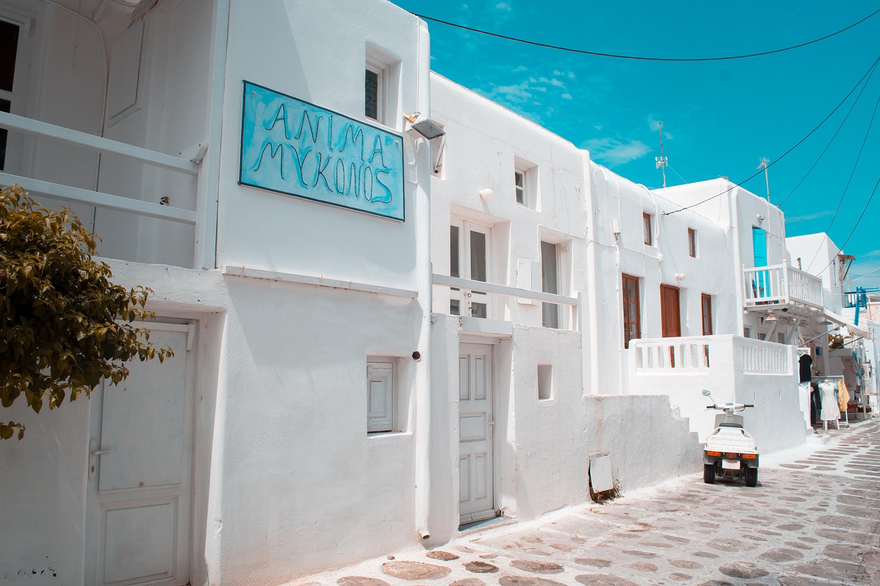 Iconic Mykonos white houses